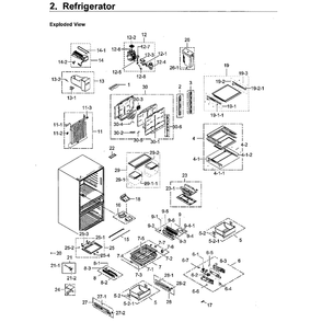 Part Location Diagram of DA97-15899B Samsung Shelf Assembly