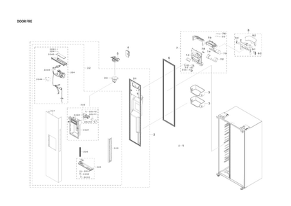 Part Location Diagram of DA97-21146C Samsung Dispenser Lever Assembly