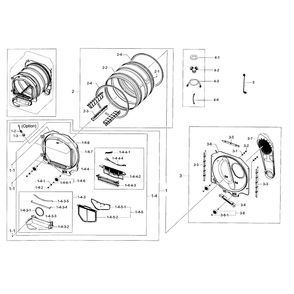 Drum Assembly Diagram and Parts List for DV456ETHDSU AA-0000 Samsung Dryer