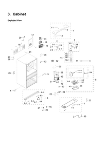 Cabinet 1 Diagram and Parts List for RF28HMEDBSR AA-0009 Samsung Refrigerator