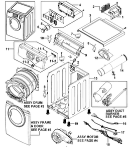 Main Assy Diagram and Parts List for DV2C6BGW XAA-0000 Samsung Dryer