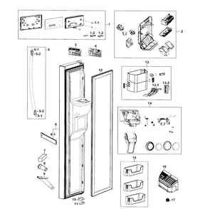Freezer Door Diagram and Parts List for RS267TDPN XAA-0000 Samsung Refrigerator