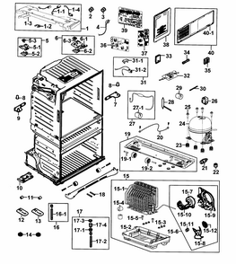 Cabinet Diagram and Parts List for RF25HMEDBBC AA-0000 Samsung Refrigerator