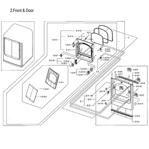 Frame Front And Door Diagram and Parts List for DVE52M8650V A3-0000 Samsung Dryer