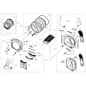 Drum Diagram and Parts List for DV50K7500GV A3-01 Samsung Dryer