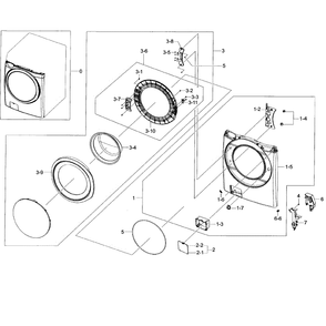 Front Section Diagram and Parts List for WF45H6300AG A2-01 Samsung Washer
