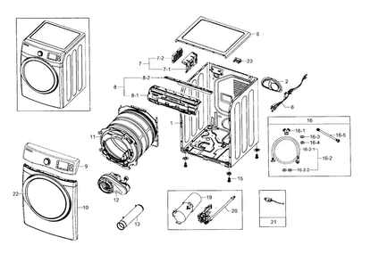 Main Assy Diagram and Parts List for DV511AGW XAA-0003 Samsung Dryer