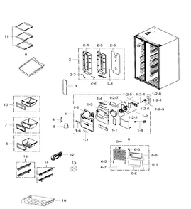 Fridge Diagram and Parts List for RS265TDBP XAA-0001 Samsung Refrigerator