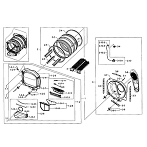 Drum Assembly Diagram and Parts List for DV484GTHAWR A1-01 Samsung Dryer