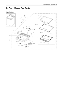 Top Cover Assembly Diagram and Parts List for WA45M3100AW A4-00 Samsung Washer