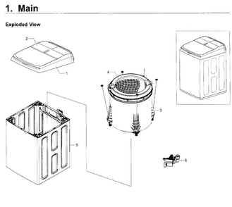 Main Asy Diagram and Parts List for WA50K8600AV A2-0011 Samsung Washer