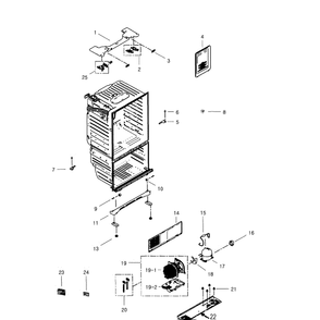 Cabinet Diagram and Parts List for RFG297HDRS XAA-01 Samsung Refrigerator