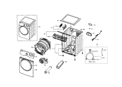 Main Assy Diagram and Parts List for DV331AEW XAA-0002 Samsung Dryer
