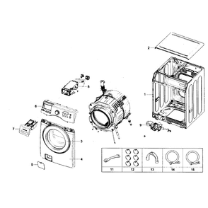 Main Assembly Diagram and Parts List for WF231ANW XAA-01 Samsung Washer