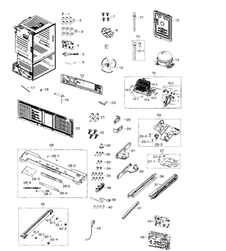 Cabinet Diagram and Parts List for RF260BEAESR AA-0000 Samsung Refrigerator