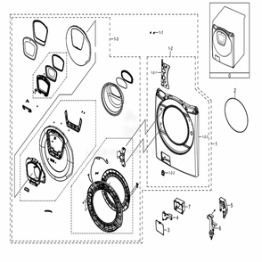 Assembly Front Parts Diagram and Parts List for WF45K6500AV (A2)(0051) Samsung Washer