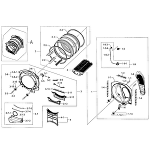 Drum Diagram and Parts List for DV405GTPASU AA-0000 Samsung Dryer