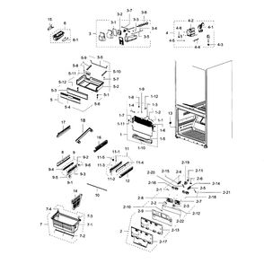 Freezer Diagram and Parts List for RFG237AARS XAA-04 Samsung Refrigerator