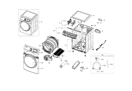 Main Assy Diagram and Parts List for DV42H5600EW A3-0000 Samsung Dryer
