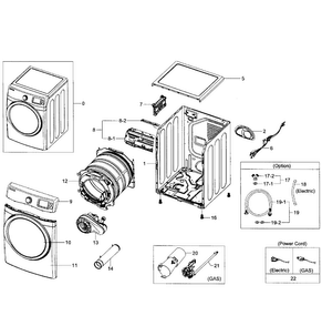 Main Assy Diagram and Parts List for DV455GVGSWR AA-0001 Samsung Dryer