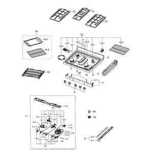 Cook Top Diagram and Parts List for NX58F5700WS AA-01 Samsung Range