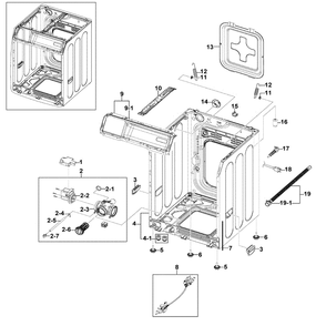 Frame And Cover Diagram and Parts List for WF220ANW XAA-01 Samsung Washer