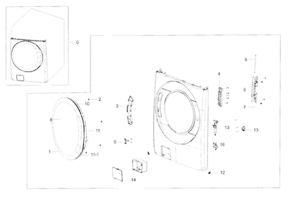 Frame Front & Door Diagram and Parts List for WF56H9100AG A2-0000 Samsung Washer