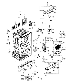 Cabinet Diagram and Parts List for RF261BEAESP AA-01 Samsung Refrigerator