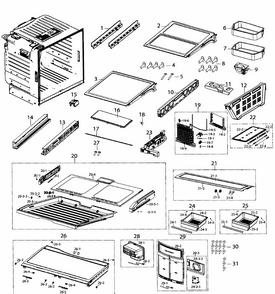 Part Location Diagram of DA97-12657A Samsung Door Shelf - Left Side