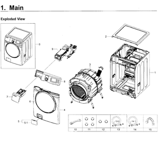 Main Asy Diagram and Parts List for WF419AAW XAA-0002 Samsung Washer
