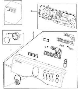 Control Panel Diagram and Parts List for DV218AEB XAA-0000 Samsung Dryer