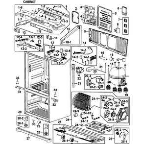 Cabinet Diagram and Parts List for RF265ABBP XAA-00 Samsung Refrigerator