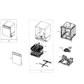 Main Assembly Diagram and Parts List for DW80J7550UW AA-0001 Samsung Dishwasher