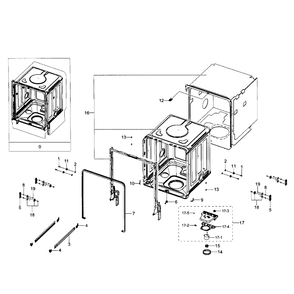Tub Diagram and Parts List for DW80J7550UG AA-0002 Samsung Dishwasher