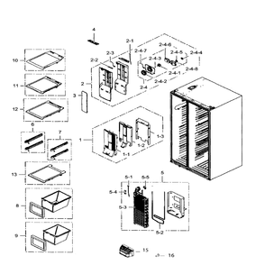 Freezer Diagram and Parts List for RS265TDBP XAA-0002 Samsung Refrigerator