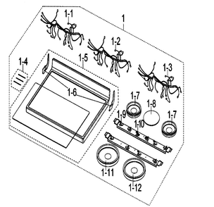 Top Assy Diagram and Parts List for FCQ321HTUB XAA-00 Samsung Range