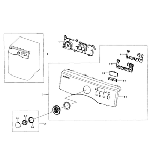 Control Panel Diagram and Parts List for DV231AGW XAA-0001 Samsung Dryer
