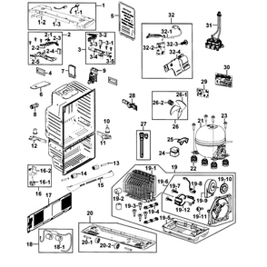 Cabinet Diagram and Parts List for RF26XAZRS XAA-0000 Samsung Refrigerator