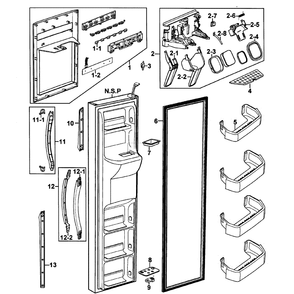 Left Door Diagram and Parts List for RS2630SH XAA-0000 Samsung Refrigerator