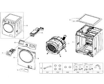 Main Assy Diagram and Parts List for WF330ANB XAA-0001 Samsung Washer