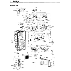 Fridge Diagram and Parts List for RF22K9381SG AA-02 Samsung Refrigerator