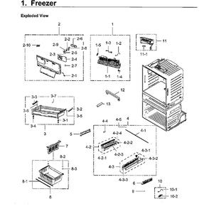 Freezer Diagram and Parts List for RF28HMEDBWW AA-10 Samsung Refrigerator