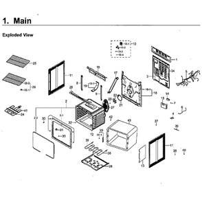 Main Assembly Diagram and Parts List for NE59J7630SS AA-02 Samsung Range