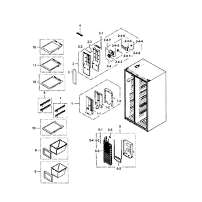 Freezer Diagram and Parts List for RS25H5111BC AA-0001 Samsung Refrigerator