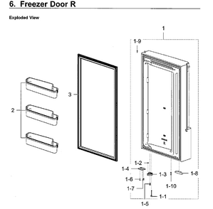 Freezer Door L Diagram and Parts List for RF28K9580SG AA-0001 Samsung Refrigerator