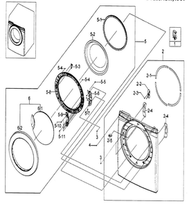 Door Assy Diagram and Parts List for DV203AGW XAA-0000 Samsung Dryer