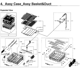 Basket & Duct Diagram and Parts List for DW80H9930US AA-0001 Samsung Dishwasher