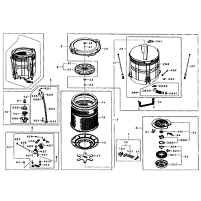 Tub Assembly Diagram and Parts List for WA5451ANW XAA-01 Samsung Washer