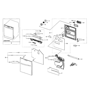 Door Diagram and Parts List for DW80H9940US AA-01 Samsung Dishwasher