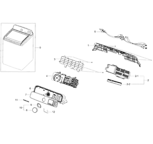 Control Panel Diagram and Parts List for WA45H7200AW A2-0001 Samsung Washer